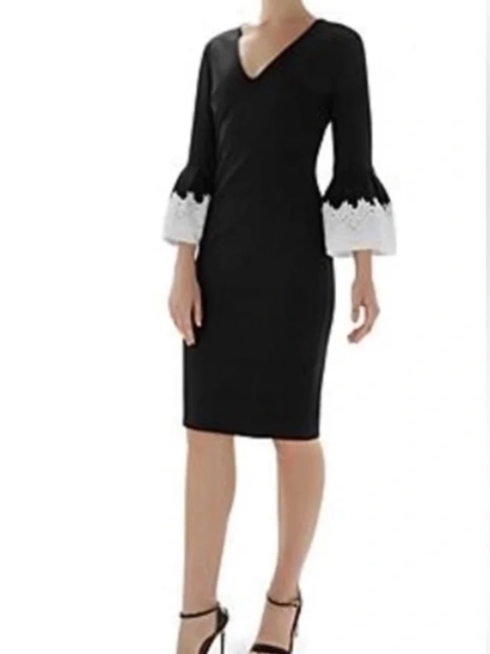 Ted Baker Rastrel Dress Black Sheath White Lace Bell Sleeve NWOT 12 L 4